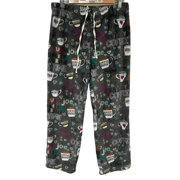 Coffee themed Women’s fuzzy sleep pants size L EUC super soft!! - Picture 1 of 5